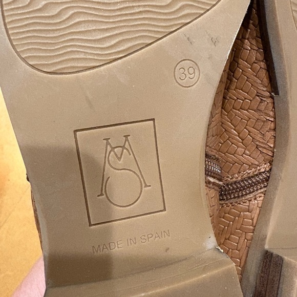 Marroqui Sanchez Spain brown leather woven  ankle side-zip bootie boot 39 8 - Picture 5 of 6